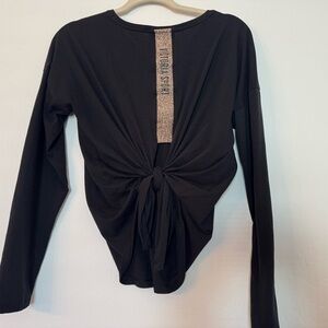 Victoria's Secret Black Long Sleeve Top with Knot Detail